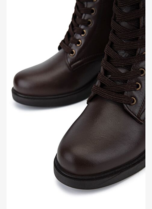 Tamer Tanca Kadın Hakiki Deri Kahverengi Topuklu Bot - Görsel 5