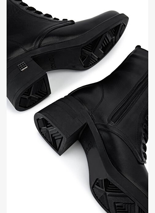 Tamer Tanca Kadın Hakiki Deri Siyah Deri Topuklu Bot - Görsel 4