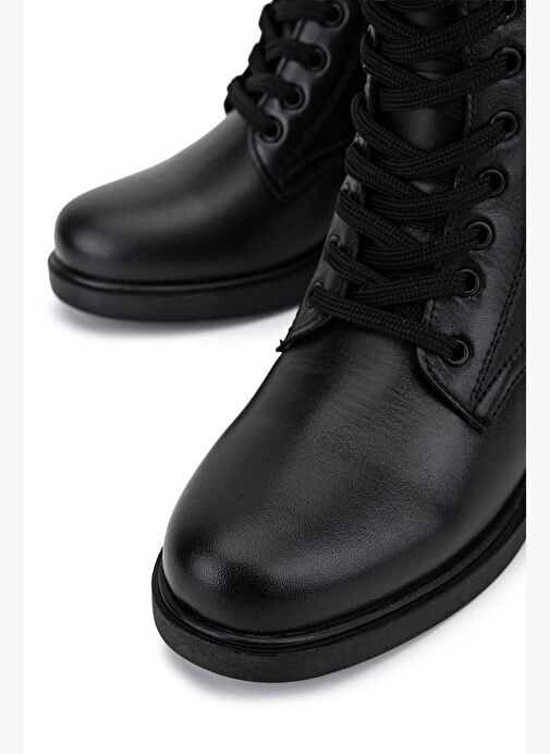 Tamer Tanca Kadın Hakiki Deri Siyah Deri Topuklu Bot - Görsel 5