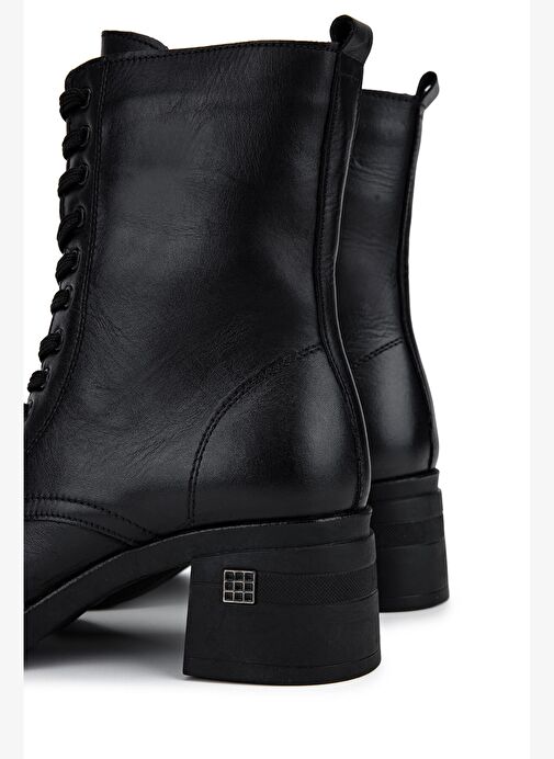 Tamer Tanca Kadın Hakiki Deri Siyah Deri Topuklu Bot - Görsel 6