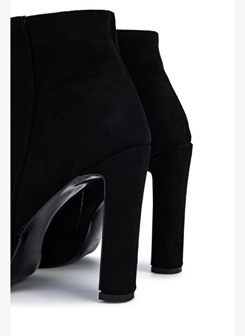 Tamer Tanca Kadın Suni Deri Siyah Süet Topuklu Bot - Görsel 6