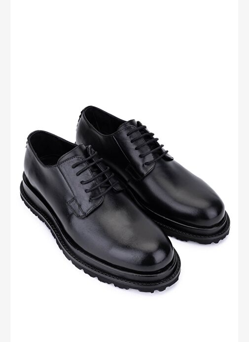 Tamer Tanca Erkek Hakiki Deri Siyah Deri Casual Ayakkabı - Görsel 3