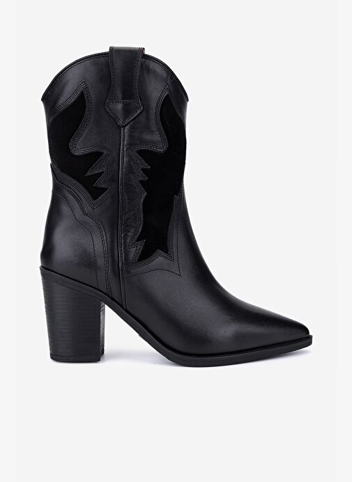 Valmenti Kadın Hakiki Deri Siyah Western Bot - Görsel 2