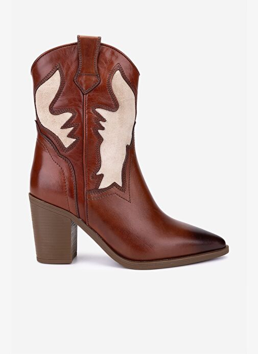 Valmenti Kadın Hakiki Deri Taba Western Bot - Görsel 2