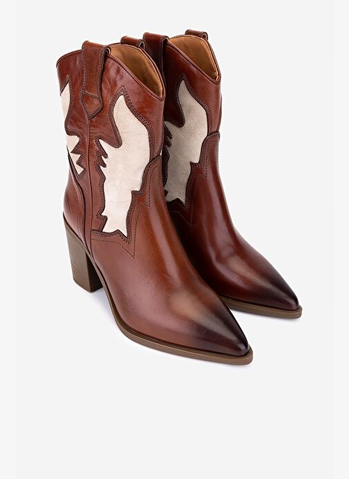 Valmenti Kadın Hakiki Deri Taba Western Bot - Görsel 3