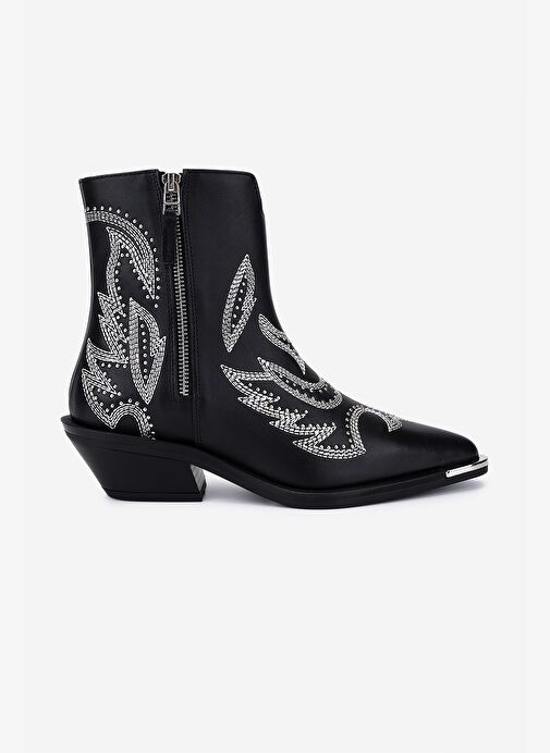 Valmenti Kadın Hakiki Deri Siyah Western Bot - Görsel 2