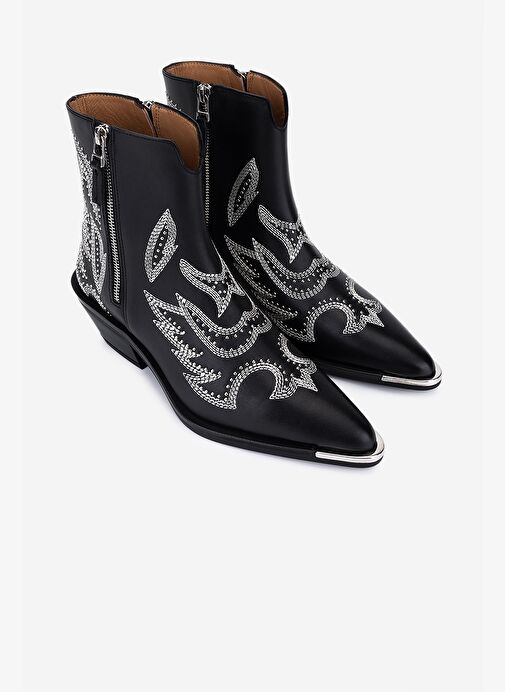 Valmenti Kadın Hakiki Deri Siyah Western Bot - Görsel 3