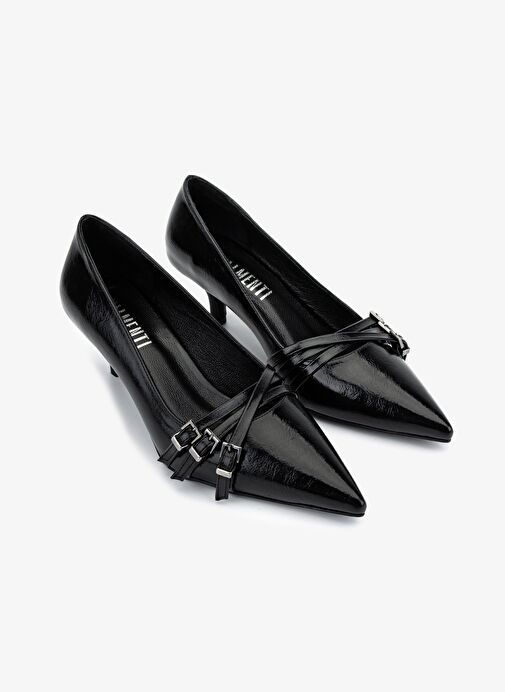 Valmenti Kadın Suni Deri Siyah Topuklu Ayakkabı - Görsel 3