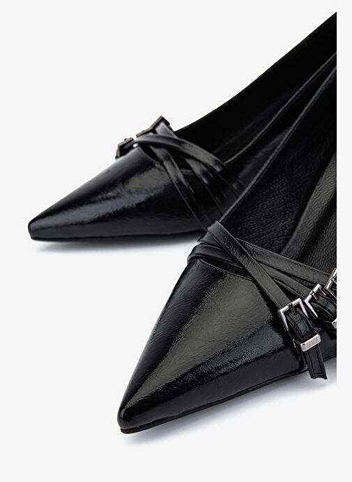 Valmenti Kadın Suni Deri Siyah Topuklu Ayakkabı - Görsel 4