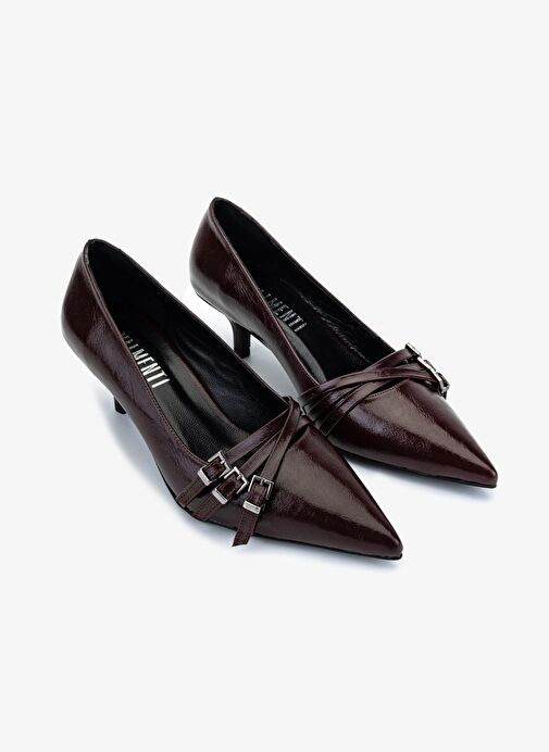 Valmenti Kadın Suni Deri Bordo Topuklu Ayakkabı - Görsel 3