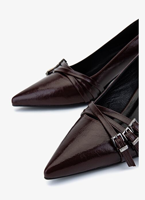 Valmenti Kadın Suni Deri Bordo Topuklu Ayakkabı - Görsel 4