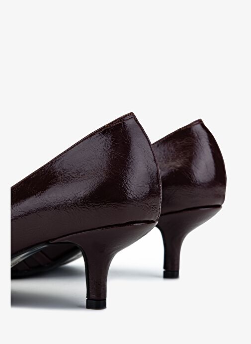 Valmenti Kadın Suni Deri Bordo Topuklu Ayakkabı - Görsel 5