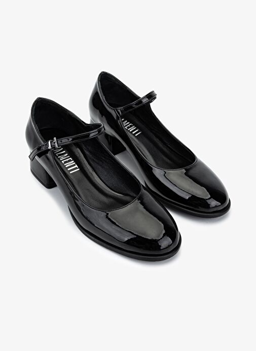 Valmenti Kadın Suni Deri Siyah Rugan Topuklu Ayakkabı - Görsel 3