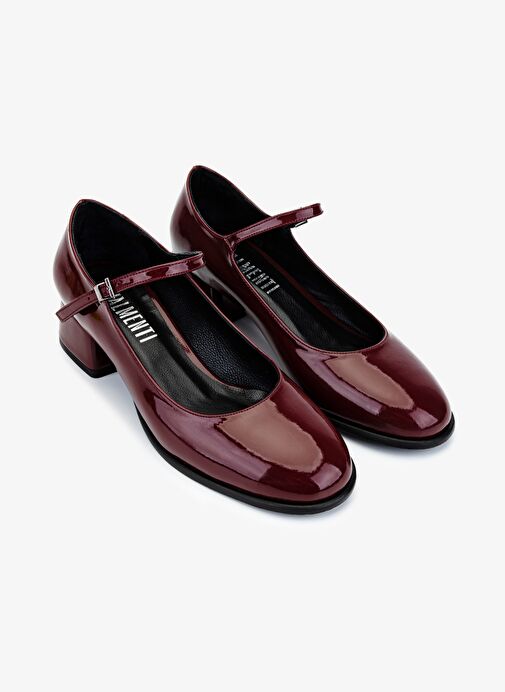 Valmenti Kadın Suni Deri Bordo Rugan Topuklu Ayakkabı - Görsel 3