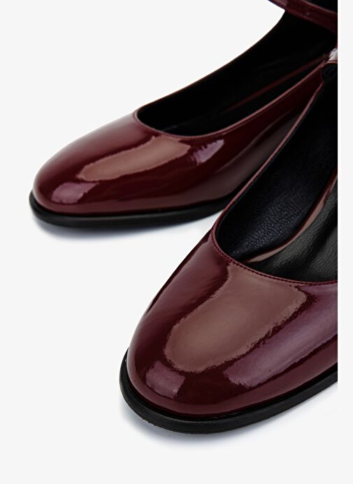 Valmenti Kadın Suni Deri Bordo Rugan Topuklu Ayakkabı - Görsel 4