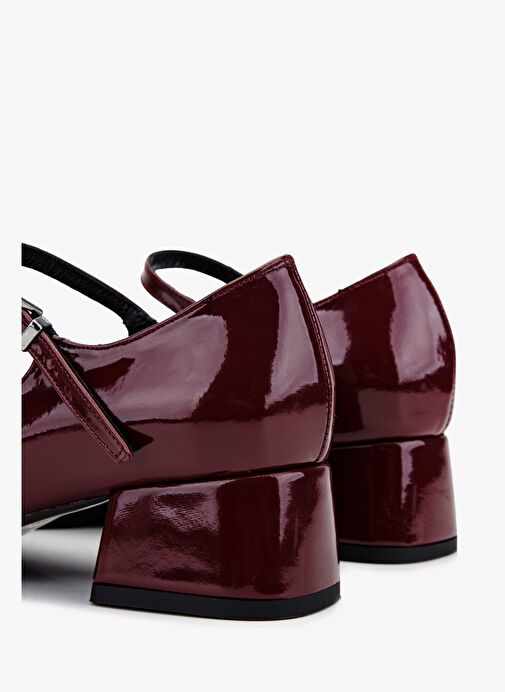 Valmenti Kadın Suni Deri Bordo Rugan Topuklu Ayakkabı - Görsel 5