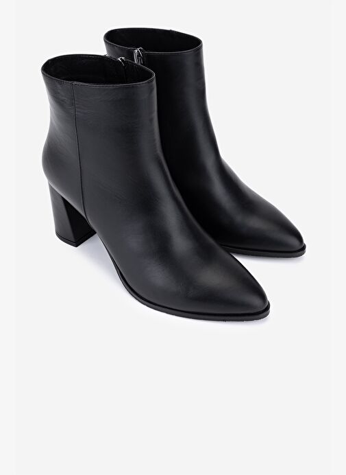 Valmenti Kadın Hakiki Deri Siyah Deri Topuklu Bot - Görsel 3