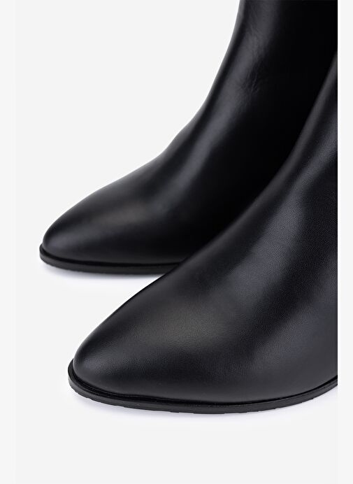 Valmenti Kadın Hakiki Deri Siyah Deri Topuklu Bot - Görsel 4