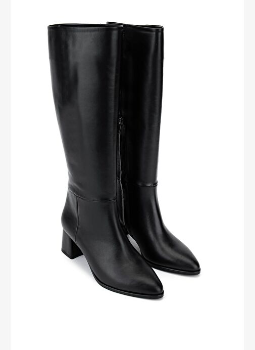 Tamer Tanca Kadın Hakiki Deri Siyah Topuklu Çizme - Görsel 3