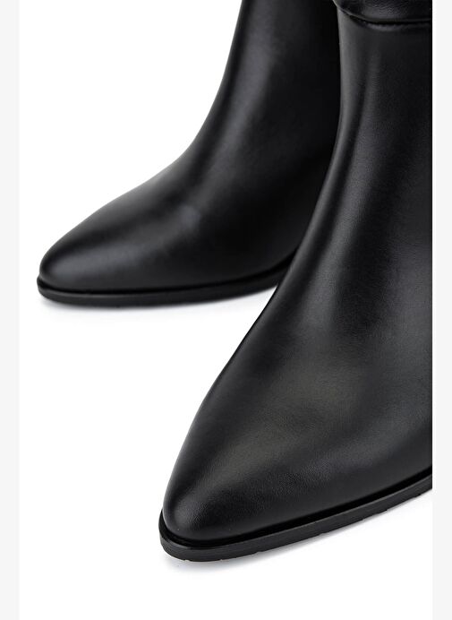 Tamer Tanca Kadın Hakiki Deri Siyah Topuklu Çizme - Görsel 4