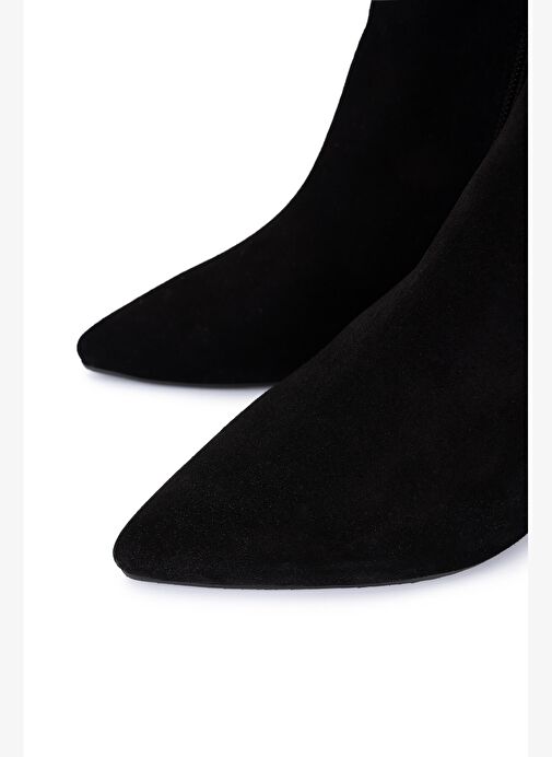 Tamer Tanca Kadın Hakiki Deri Siyah Süet Topuklu Bot - Görsel 4