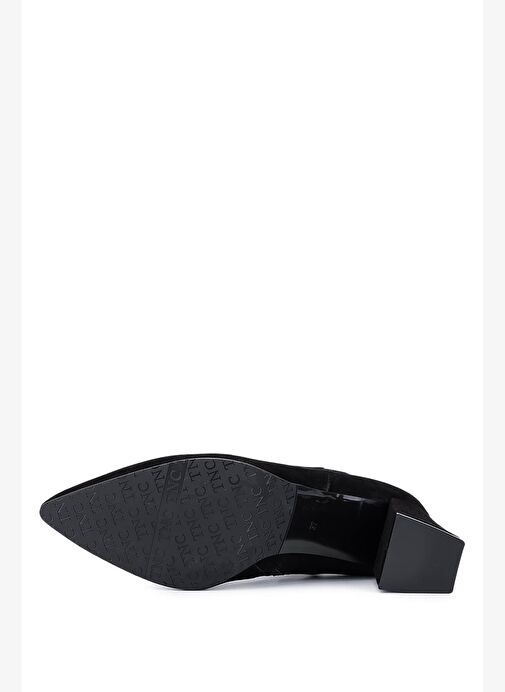 Tamer Tanca Kadın Hakiki Deri Siyah Süet Topuklu Bot - Görsel 5