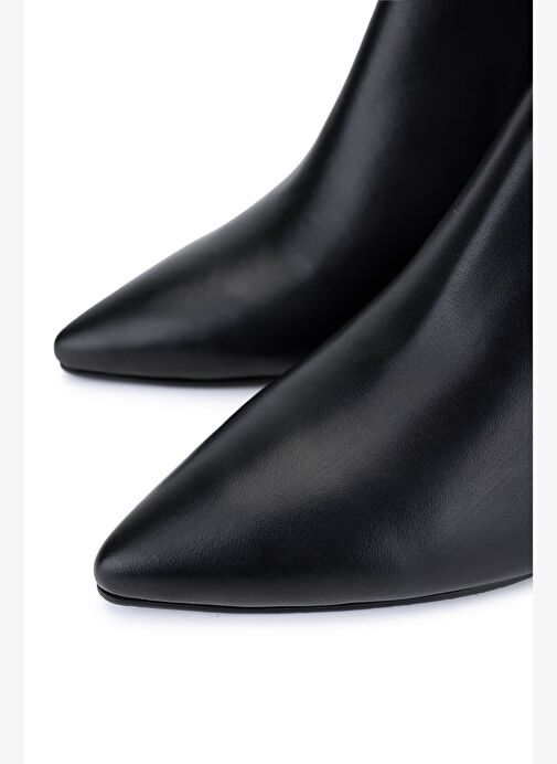 Tamer Tanca Kadın Hakiki Deri Siyah Topuklu Bot - Görsel 4