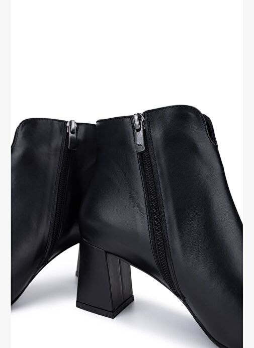 Tamer Tanca Kadın Hakiki Deri Siyah Topuklu Bot - Görsel 6