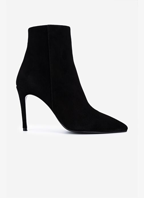 Valmenti Kadın Hakiki Deri Siyah Süet Topuklu Bot - Görsel 2