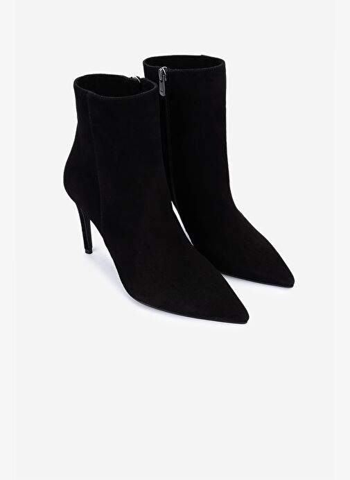 Valmenti Kadın Hakiki Deri Siyah Süet Topuklu Bot - Görsel 3