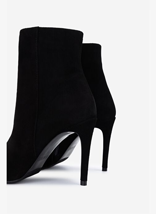 Valmenti Kadın Hakiki Deri Siyah Süet Topuklu Bot - Görsel 5