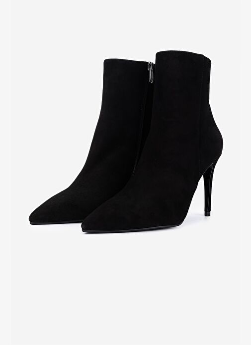 Valmenti Kadın Hakiki Deri Siyah Süet Topuklu Bot - Görsel 7