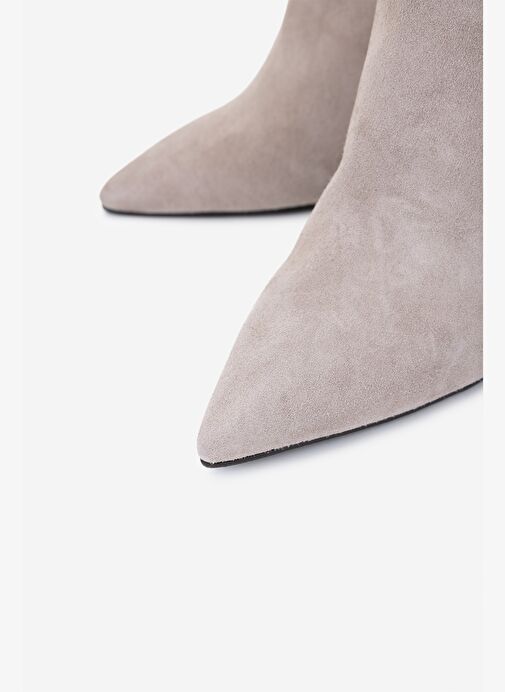 Valmenti Kadın Hakiki Deri Vizon Süet Topuklu Bot - Görsel 4