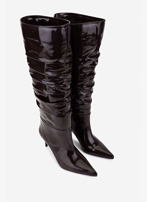 Valmenti Kadın Hakiki Deri Kahverengi Topuklu Çizme - Görsel 3