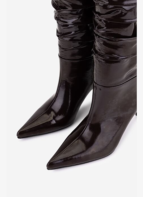 Valmenti Kadın Hakiki Deri Kahverengi Topuklu Çizme - Görsel 4