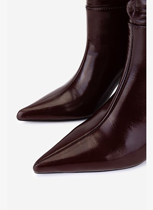 Valmenti Kadın Hakiki Deri Bordo Rugan Topuklu Bot - Görsel 4