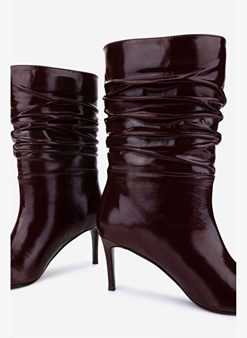 Valmenti Kadın Hakiki Deri Bordo Rugan Topuklu Bot - Görsel 5