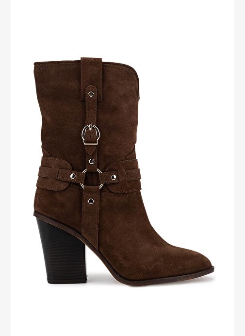 Tamer Tanca Kadın Hakiki Deri Kahverengi Topuklu Bot - Görsel 2