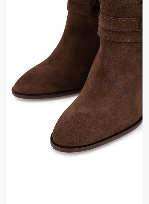 Tamer Tanca Kadın Hakiki Deri Kahverengi Topuklu Bot - Görsel 4