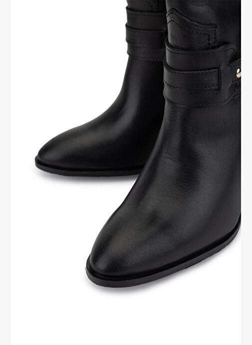 Tamer Tanca Kadın Hakiki Deri Siyah Topuklu Bot - Görsel 4