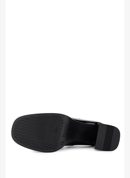 Tamer Tanca Kadın Hakiki Deri Siyah Rugan Topuklu Ayakkabı - Görsel 4