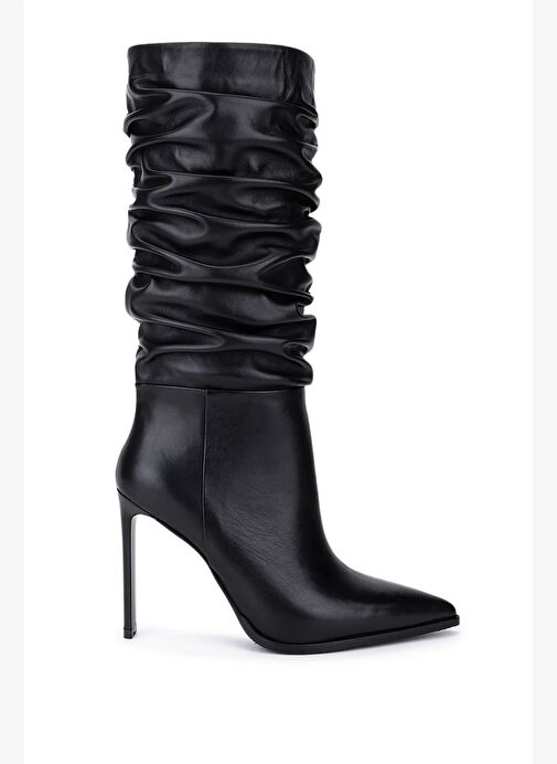 Tamer Tanca Kadın Hakiki Deri Siyah Topuklu Çizme - Görsel 2
