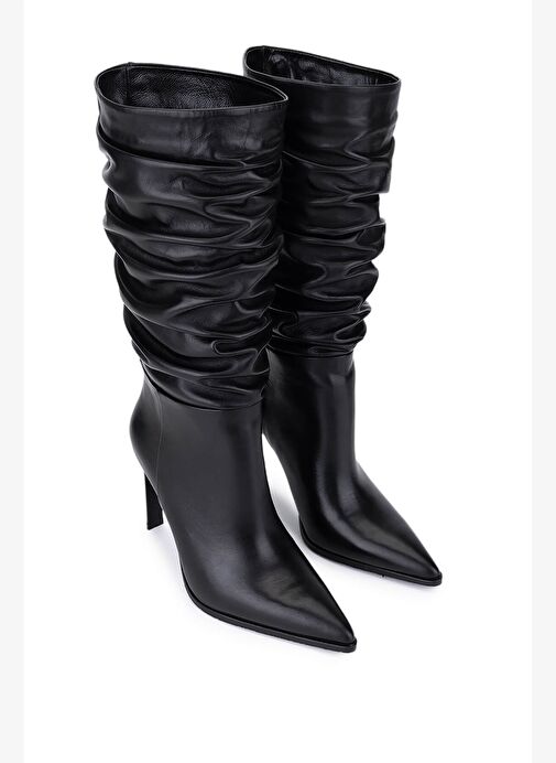Tamer Tanca Kadın Hakiki Deri Siyah Topuklu Çizme - Görsel 3