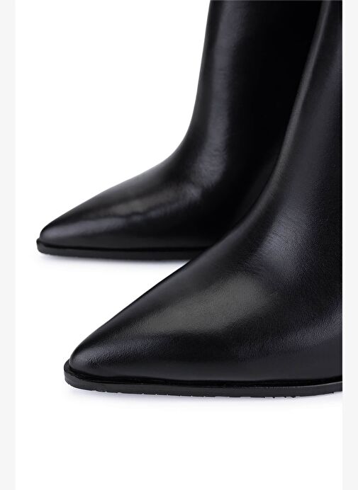 Tamer Tanca Kadın Hakiki Deri Siyah Topuklu Çizme - Görsel 4