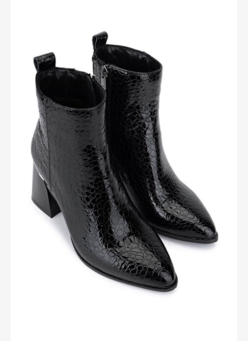 Tamer Tanca Kadın Hakiki Deri Siyah Topuklu Bot - Görsel 3