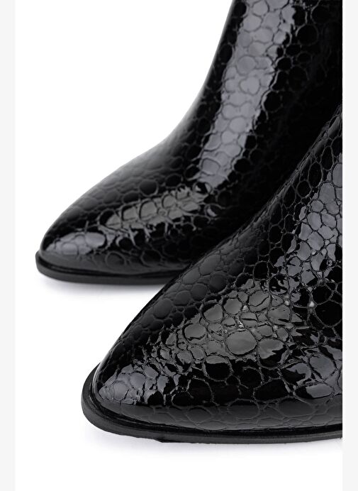 Tamer Tanca Kadın Hakiki Deri Siyah Topuklu Bot - Görsel 4