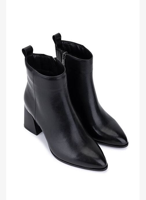 Tamer Tanca Kadın Siyah Deri Topuklu Bot - Görsel 3
