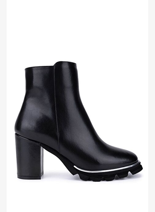 Tamer Tanca Kadın Siyah Deri Topuklu Bot - Görsel 2
