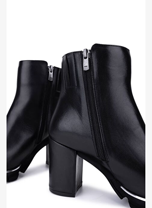 Tamer Tanca Kadın Siyah Deri Topuklu Bot - Görsel 6