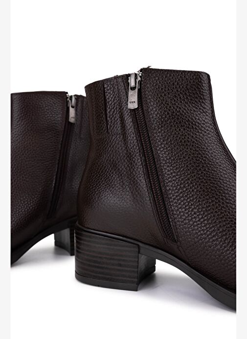 Tamer Tanca Kadın Hakiki Deri Kahverengi Topuklu Bot - Görsel 6